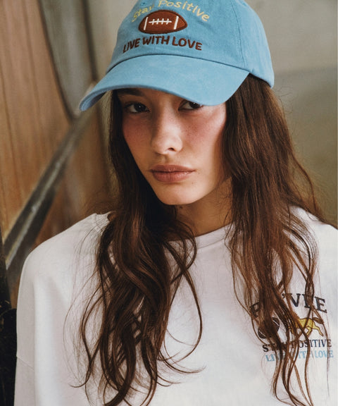 Football Patch Ball Cap Mist Blue