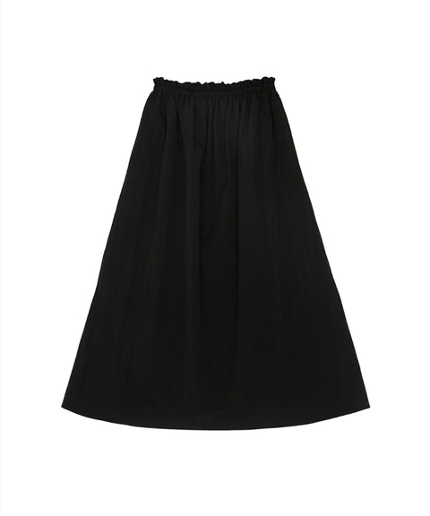 Frill Waist Long Skirt -Ebony Black