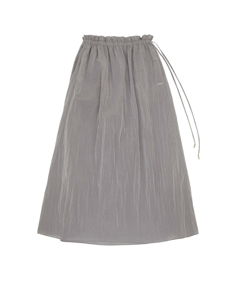 Frill Waist Long Skirt -Space Silver