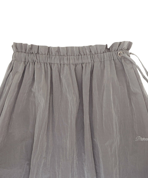 Frill Waist Long Skirt -Space Silver