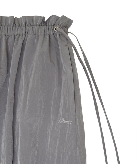 Frill Waist Long Skirt -Space Silver