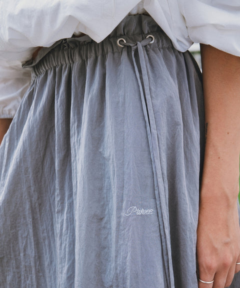 Frill Waist Long Skirt -Space Silver