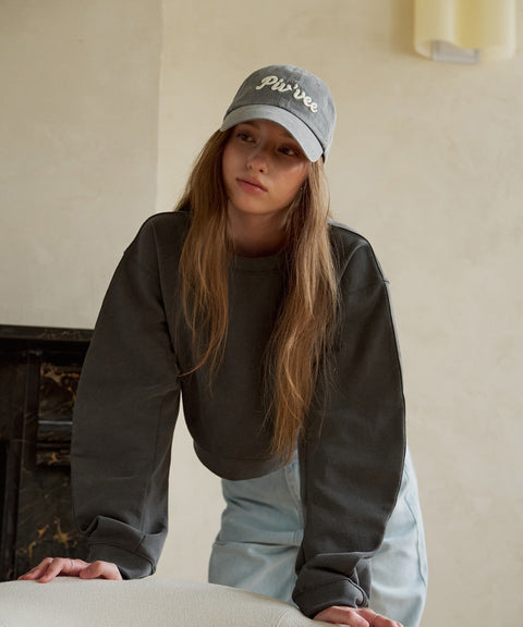 Logo Embroidered Ball Cap Fuzzy Charcoal