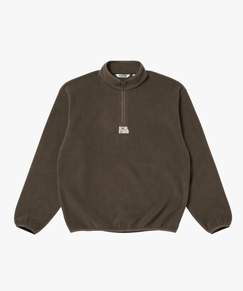 Goal Studio Women's Essential Microfleece Quarter Zip-Up Tee - Dark Brown
