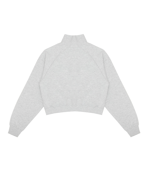 Logo Embroidered Half-zip Sweatshirt -Snow Gray