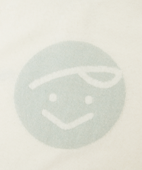 Giant Smiley Knit PK Shirt Cloud White / Mint