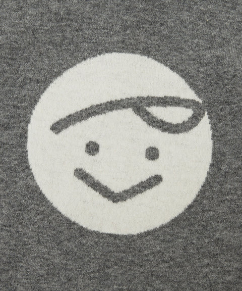 Giant Smiley Knit PK Shirt Heather Grey
