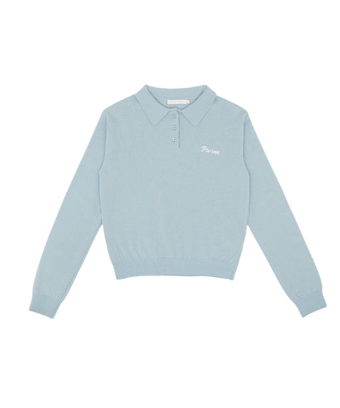 Giant Smiley Knit PK Shirt Ice Blue