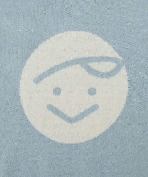 Giant Smiley Knit PK Shirt Ice Blue