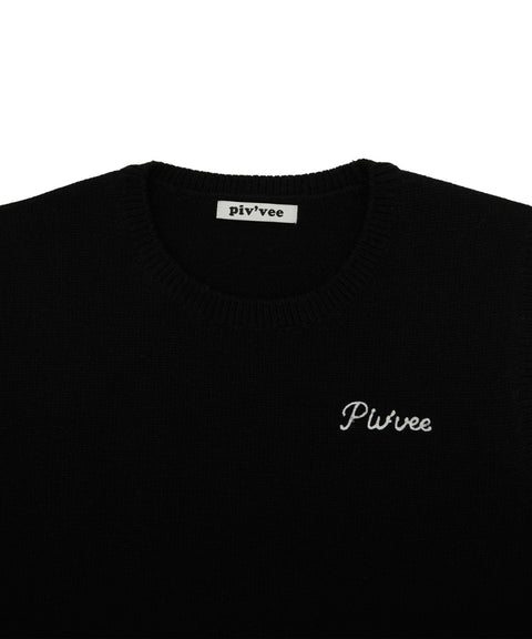Giant Smiley Knit Vest Ebony Black