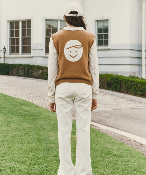 Giant Smiley Knit Vest Squirrel Brown