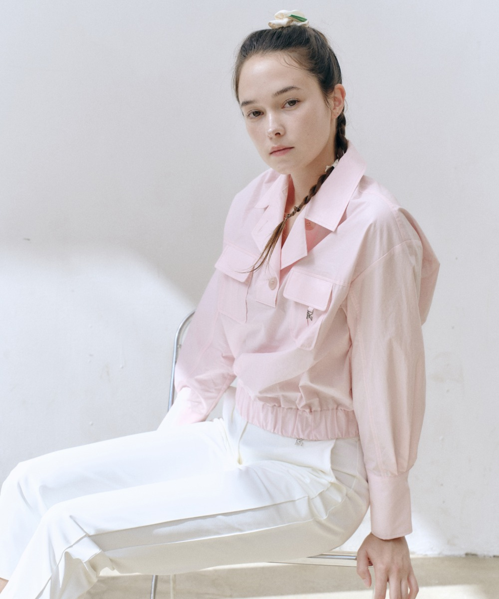 BERMUDA GRASS Glossy Pocket Jacket Pink