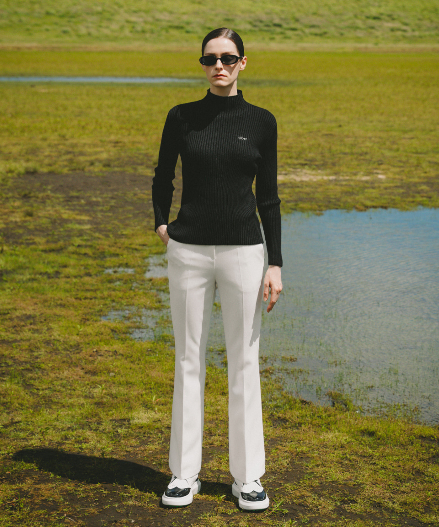 OBER Golf Basic Golji Half-Neck Knit Beige