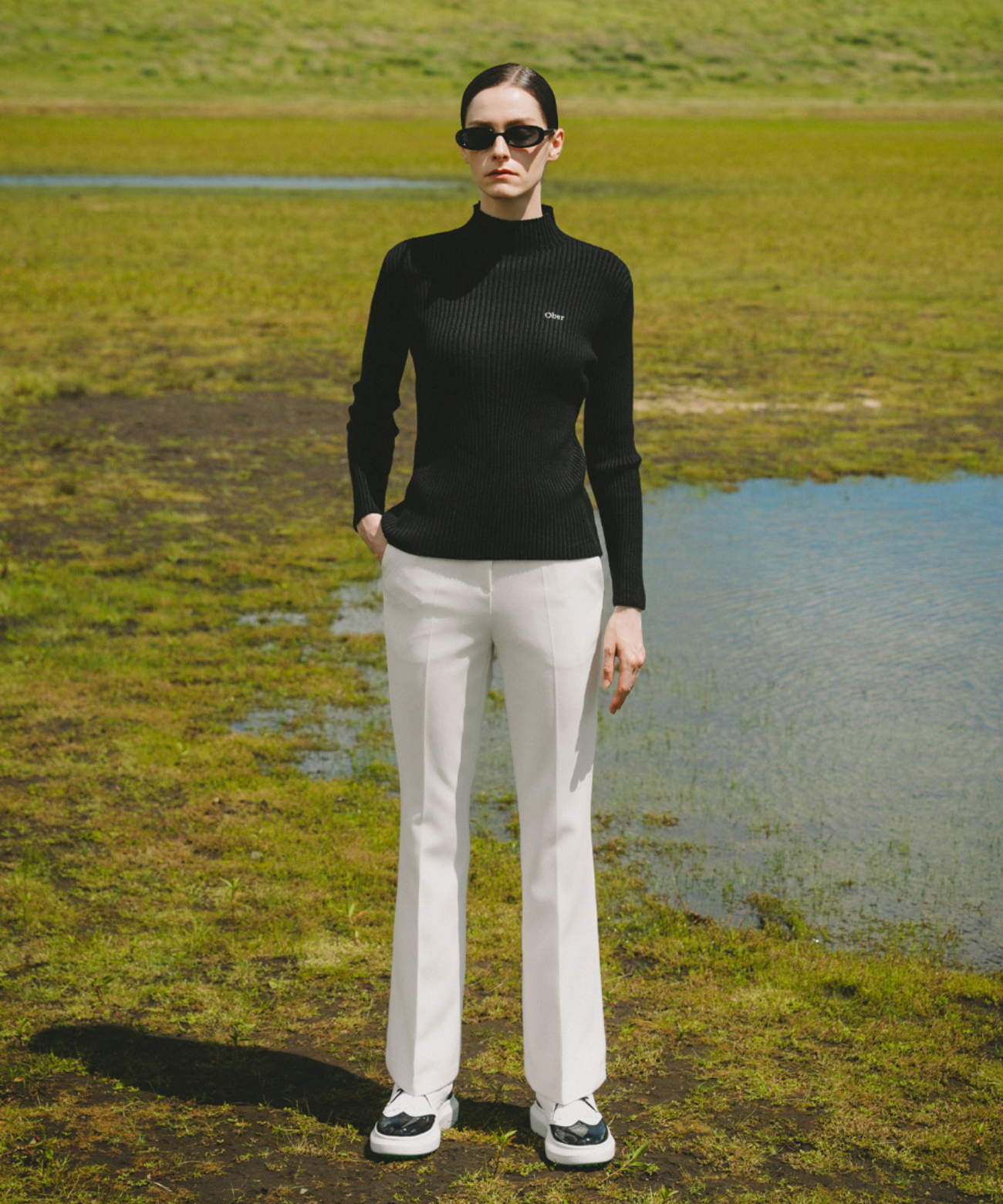 OBER Golf Basic Golji Half-Neck Knit Ivory