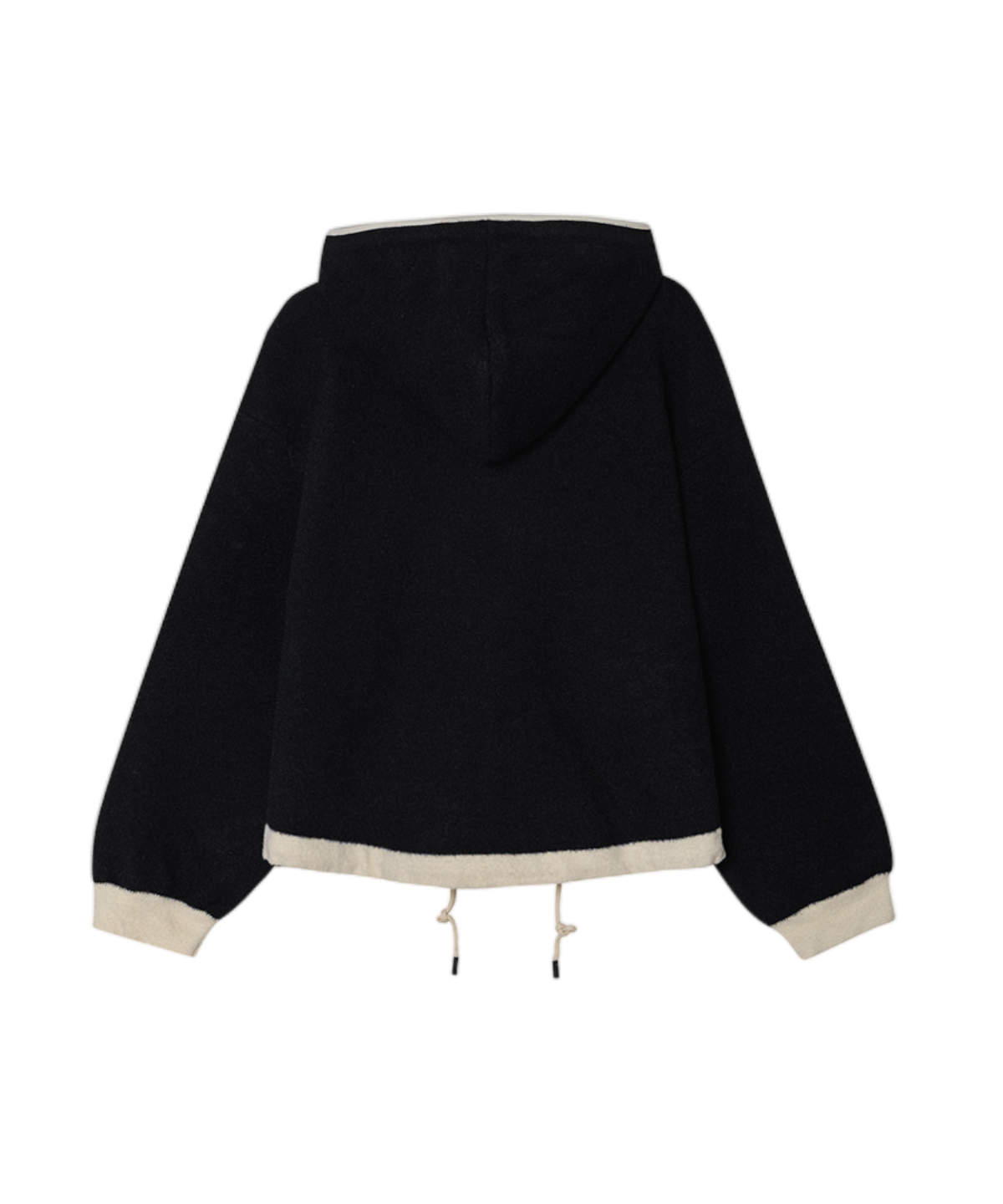 OBER Golf Hairy Color Block Hooded Zip-Up Black