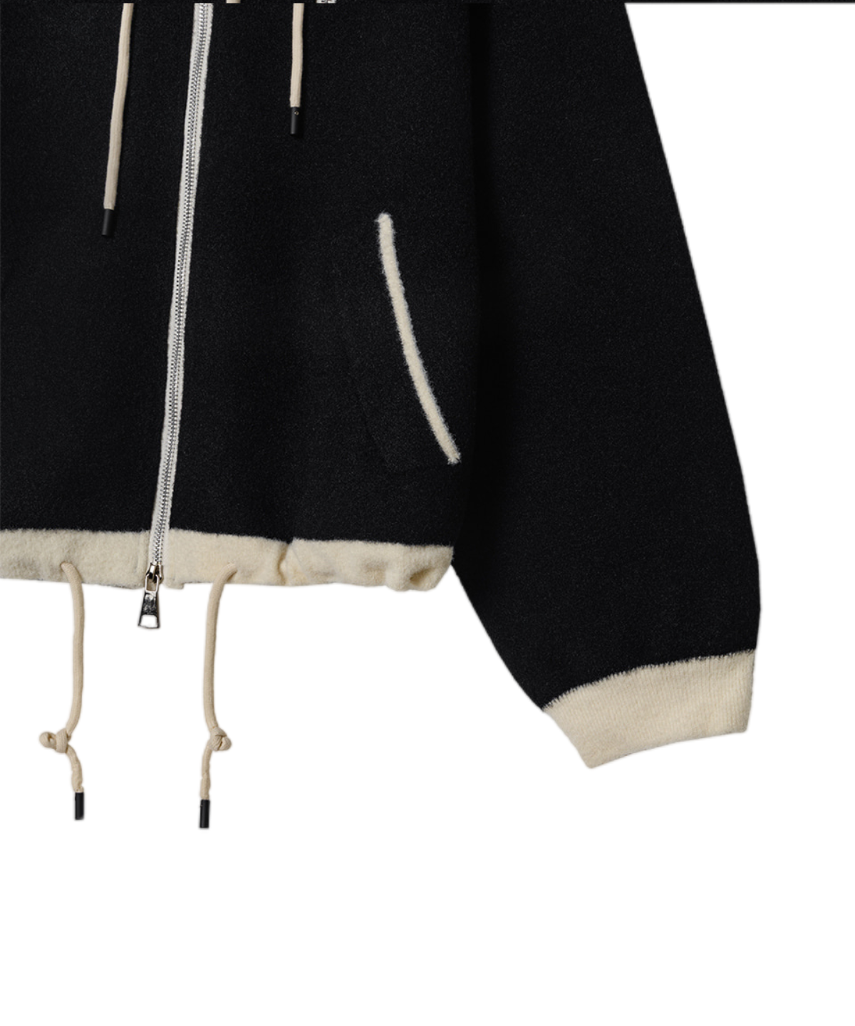 OBER Golf Hairy Color Block Hooded Zip-Up Black