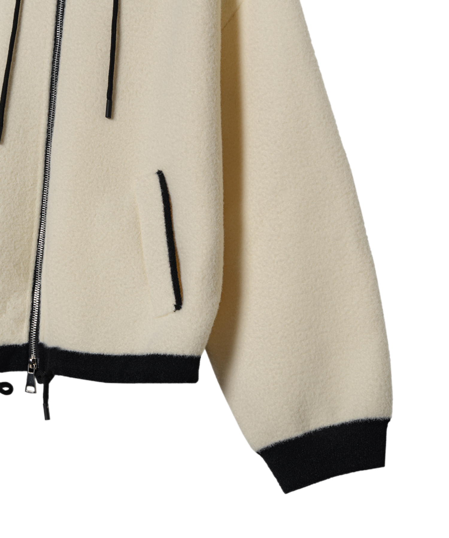OBER Golf Hairy Color Block Hooded Zip-Up Ivory