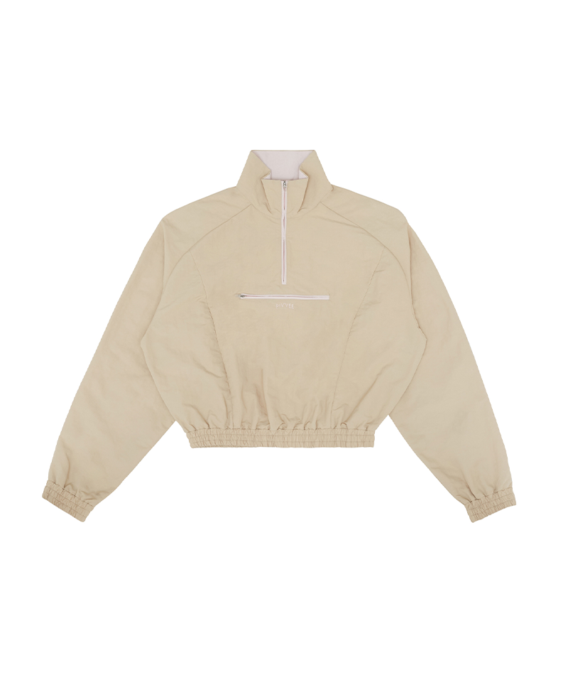 PIV'VEE Half-zip Wind Anorak - Milk Tea Beige