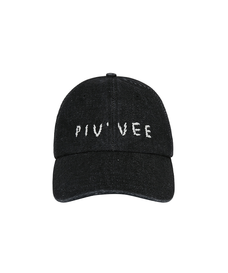 PIV'VEE Hand-stitch logo ball cap -  Ebony Black