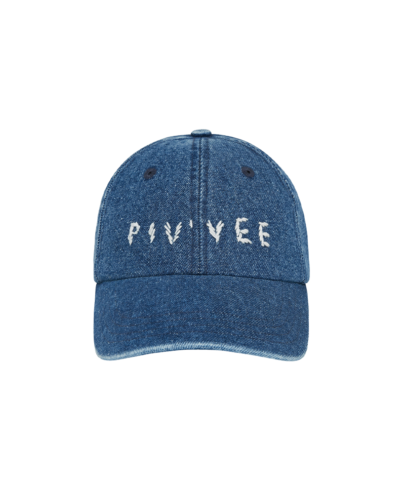 PIV'VEE Hand-stitch logo ball cap -  Indigo
