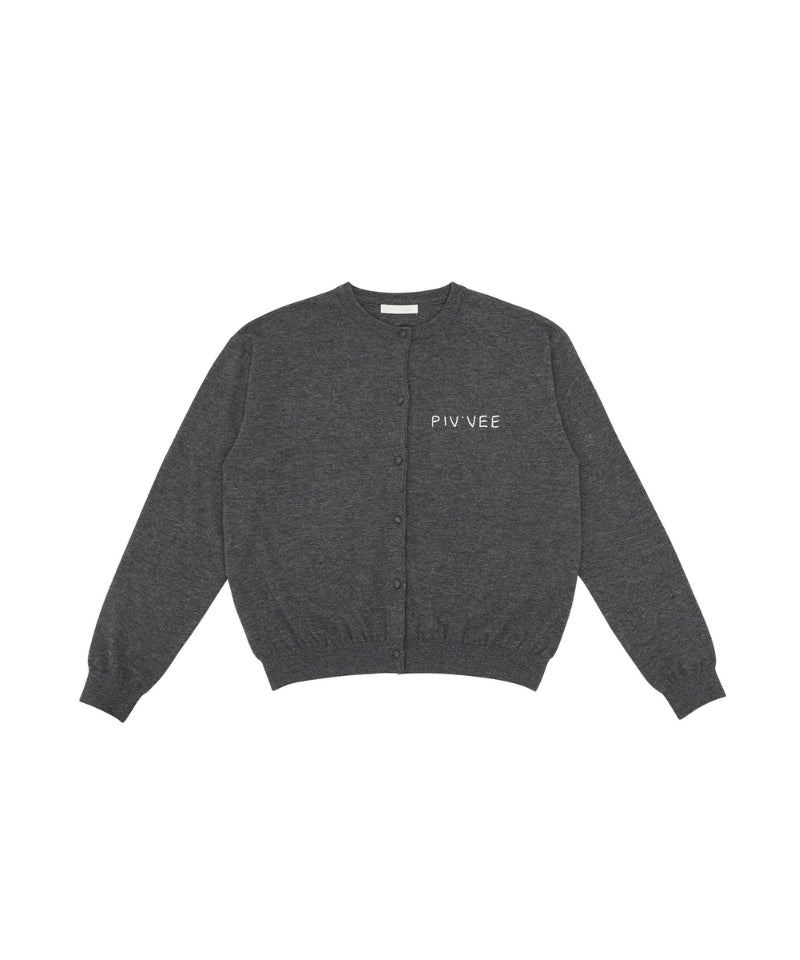 Hand-stitched Knit Cardigan -Heather Grey