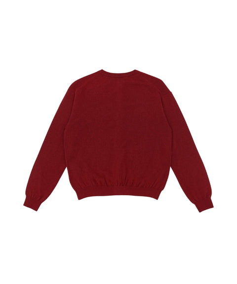Hand-stitched Knit Cardigan- Wine Red