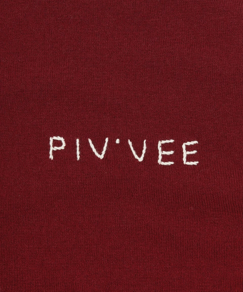 Hand-stitched Knit Cardigan- Wine Red