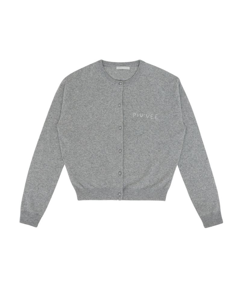 Hand-stitched Knit Cardigan Snow Grey