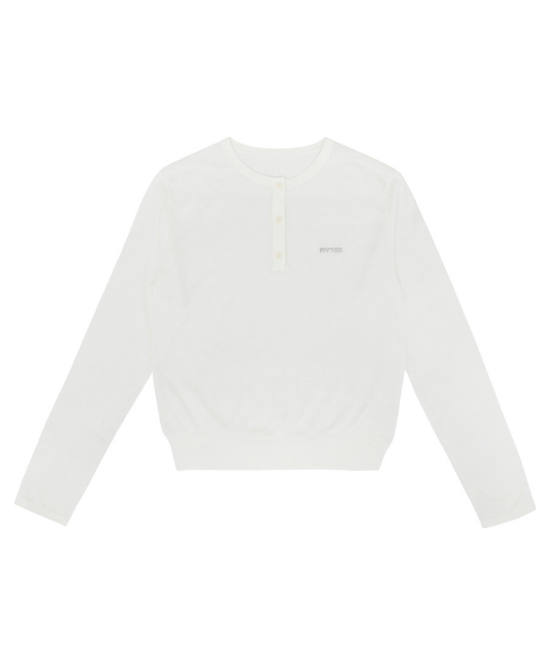 Henley Knit Top Cloud White