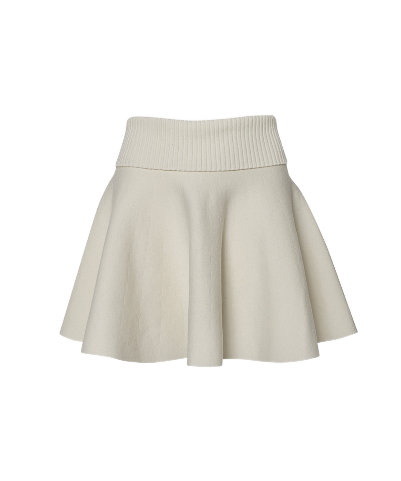 OBER Golf High Waisted Flared Knit Skirt Ivory