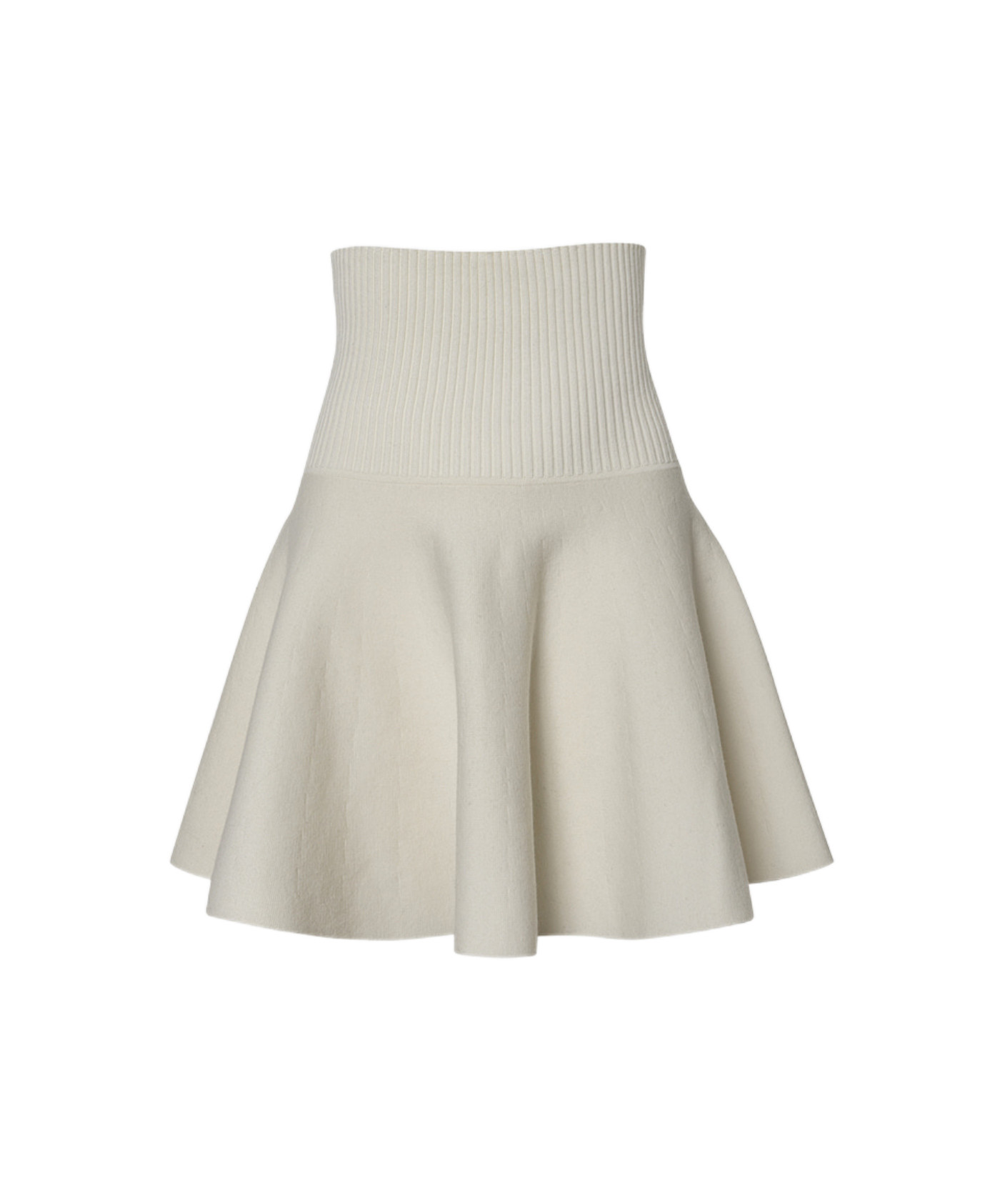 OBER Golf High Waisted Flared Knit Skirt Ivory