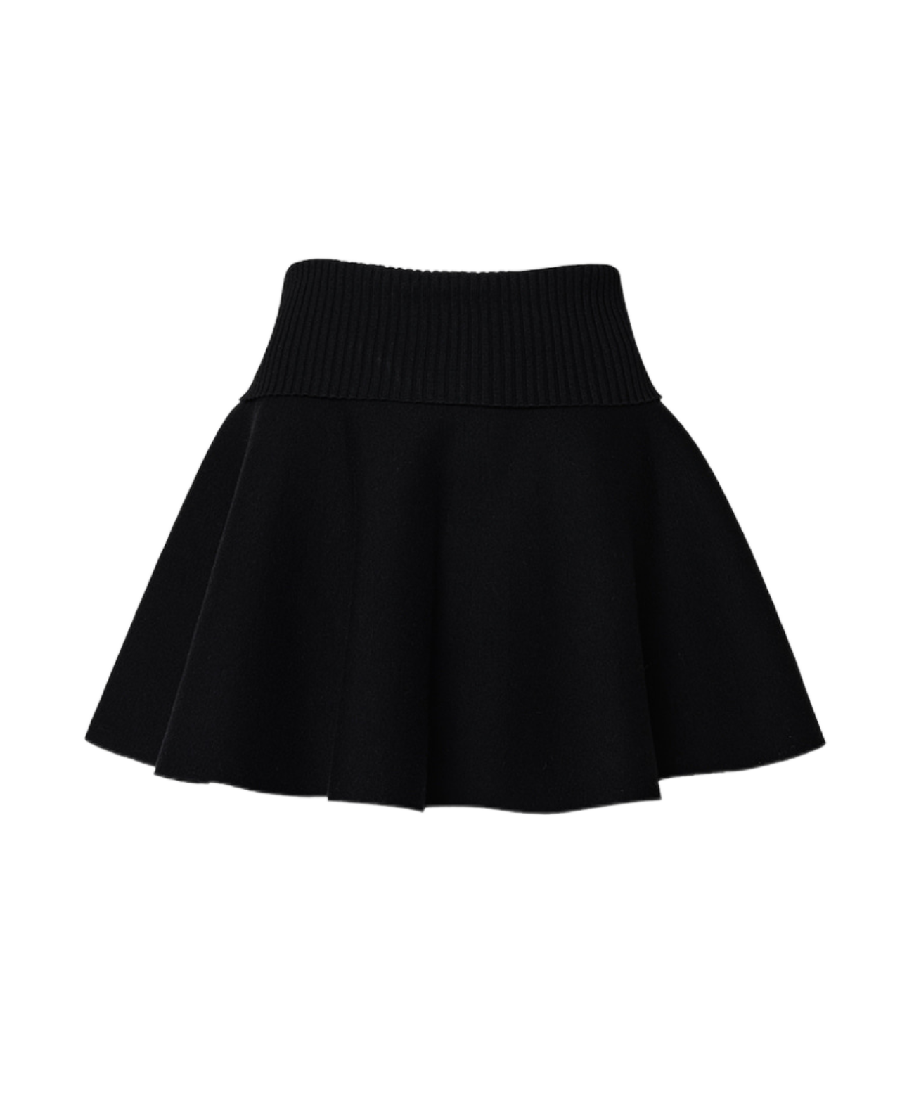 OBER Golf High Waisted Flared Knit Skirt Black
