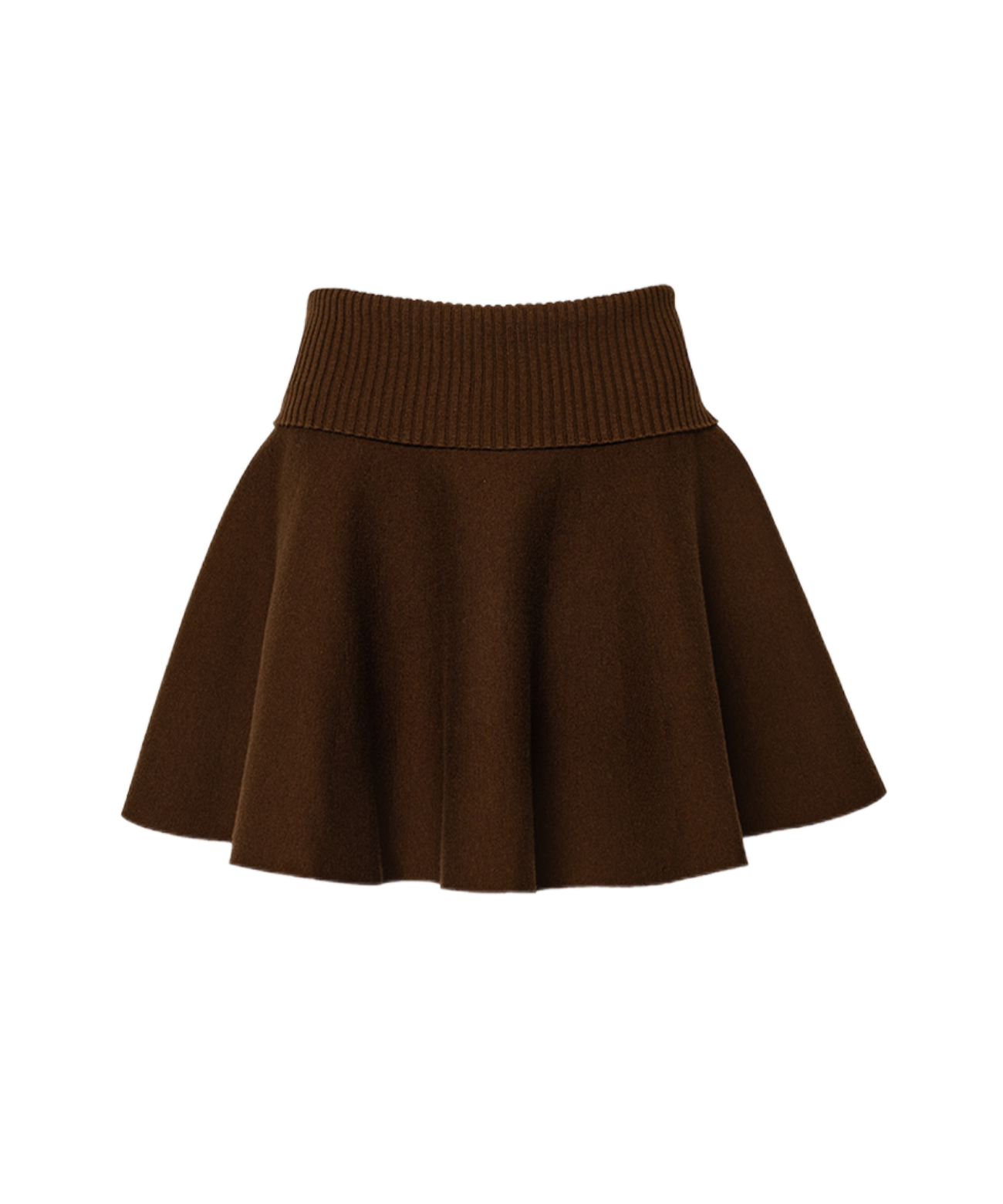 OBER Golf High Waisted Flared Knit Skirt Brown