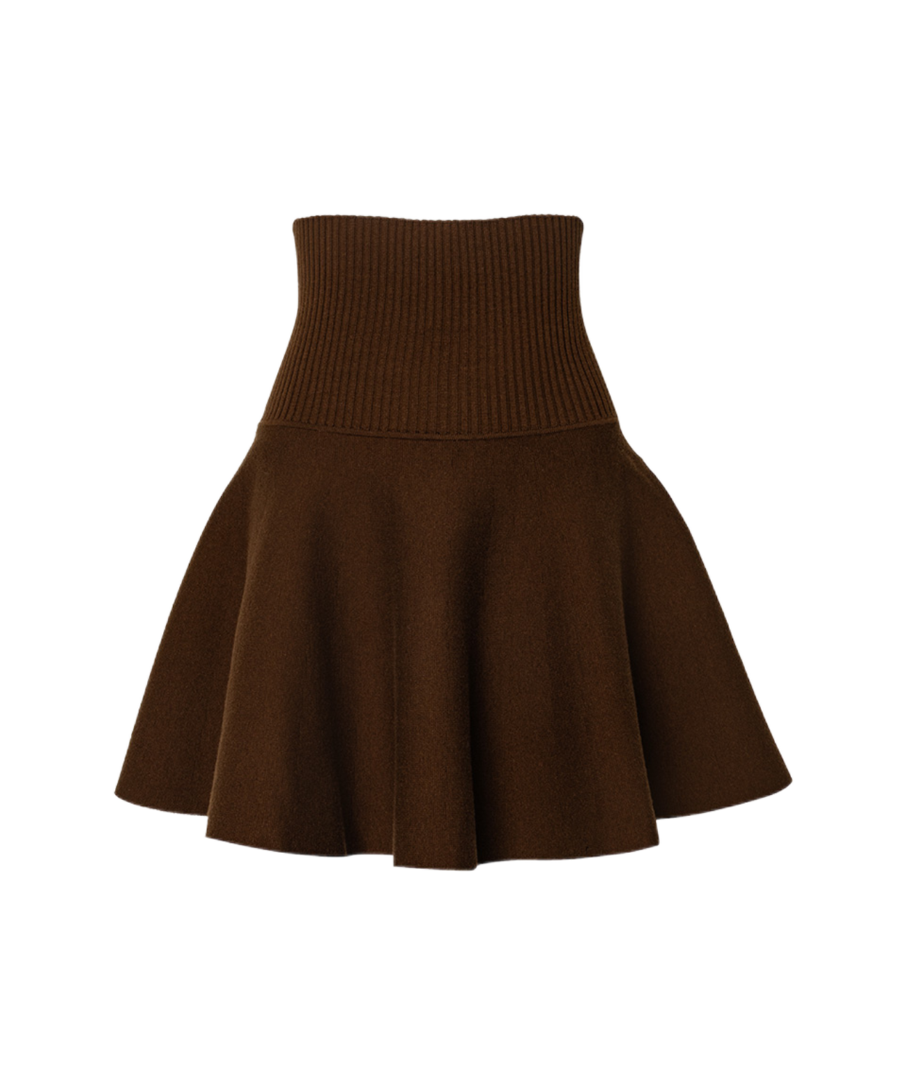 OBER Golf High Waisted Flared Knit Skirt Brown