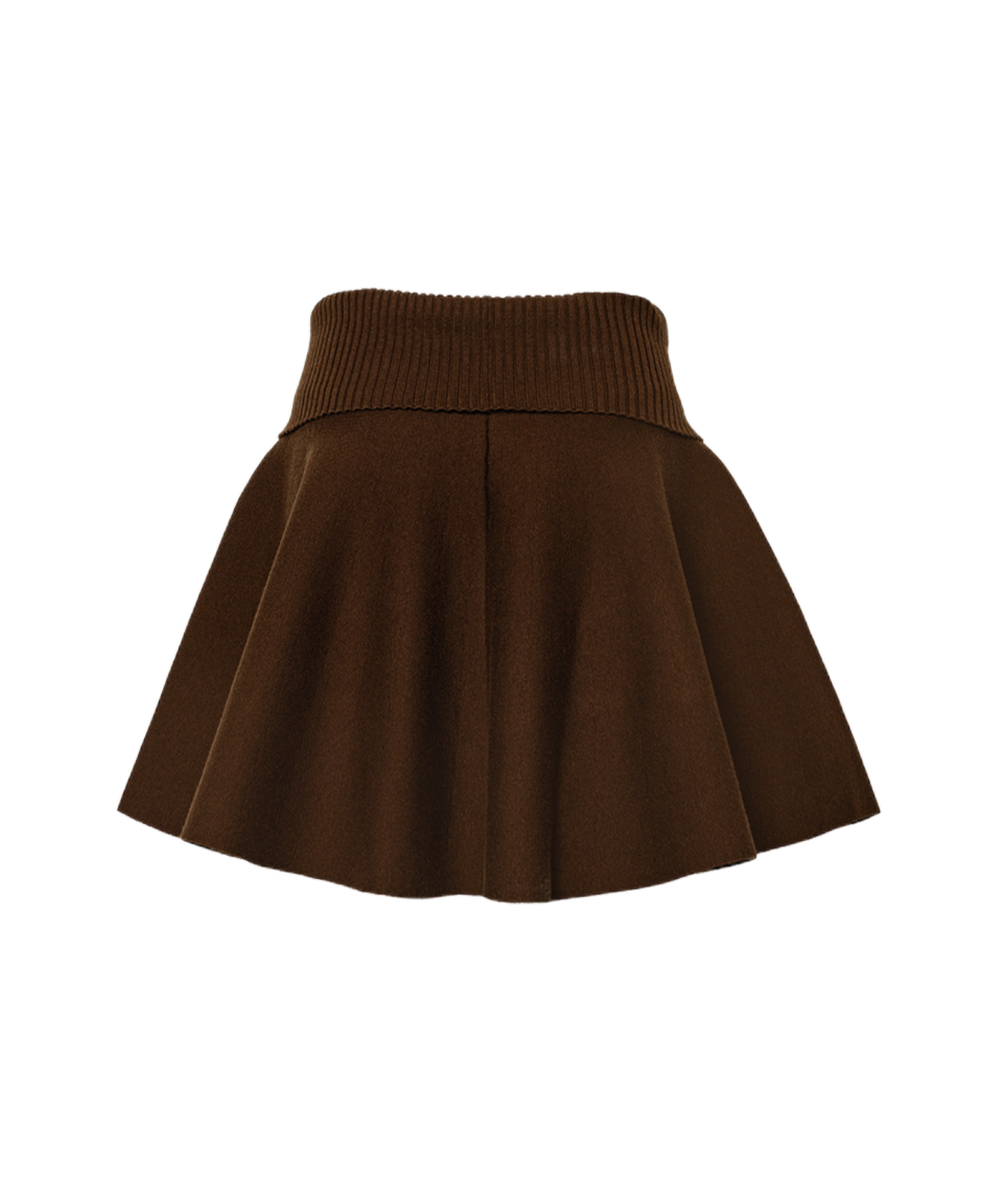 OBER Golf High Waisted Flared Knit Skirt Brown