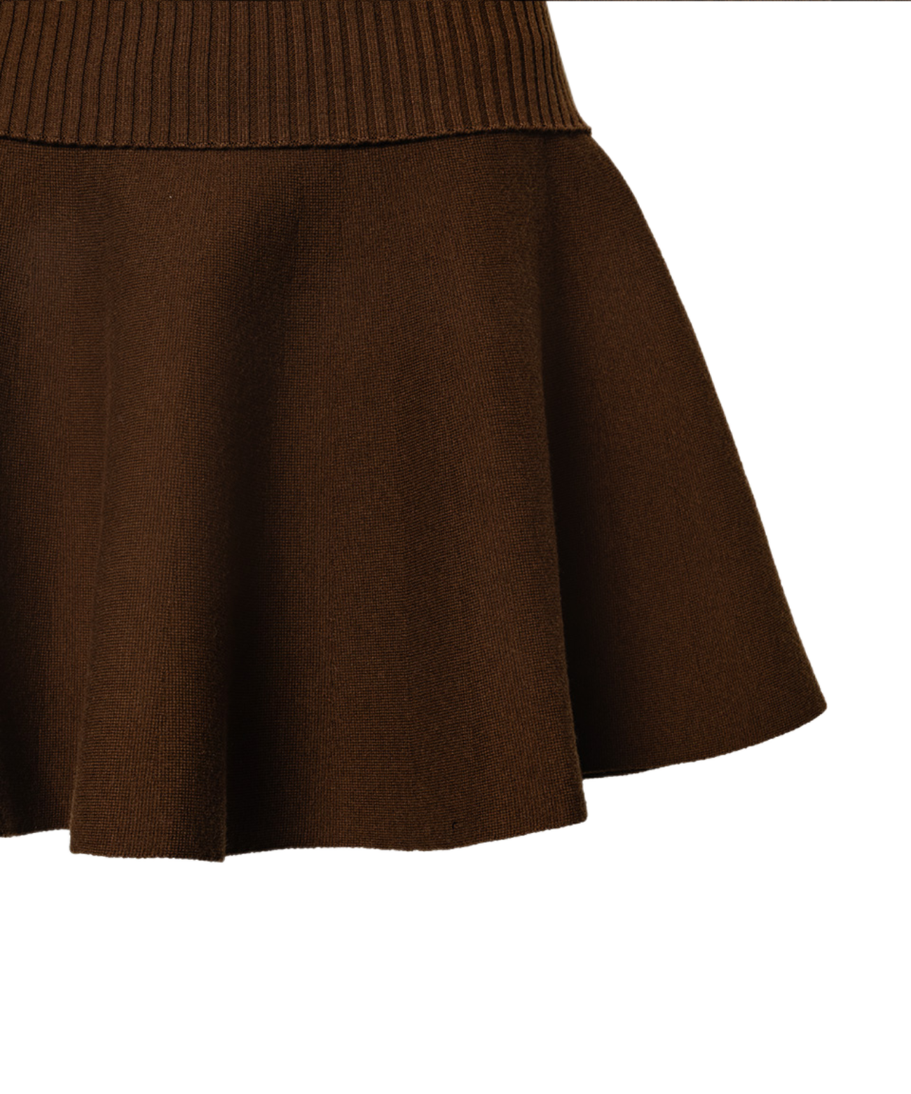 OBER Golf High Waisted Flared Knit Skirt Brown