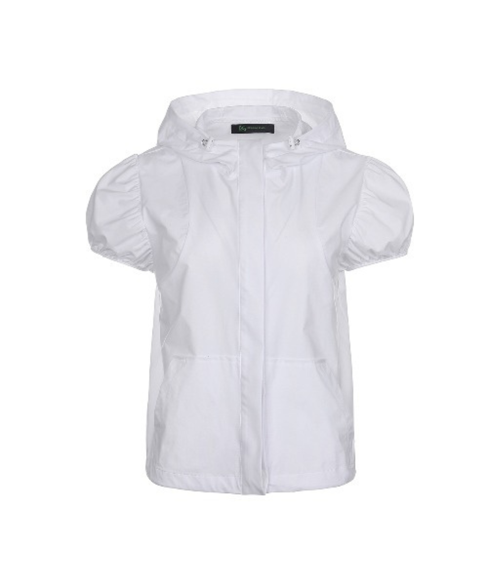 BERMUDA GRASS Hooded Short Sleeve Windbreaker White