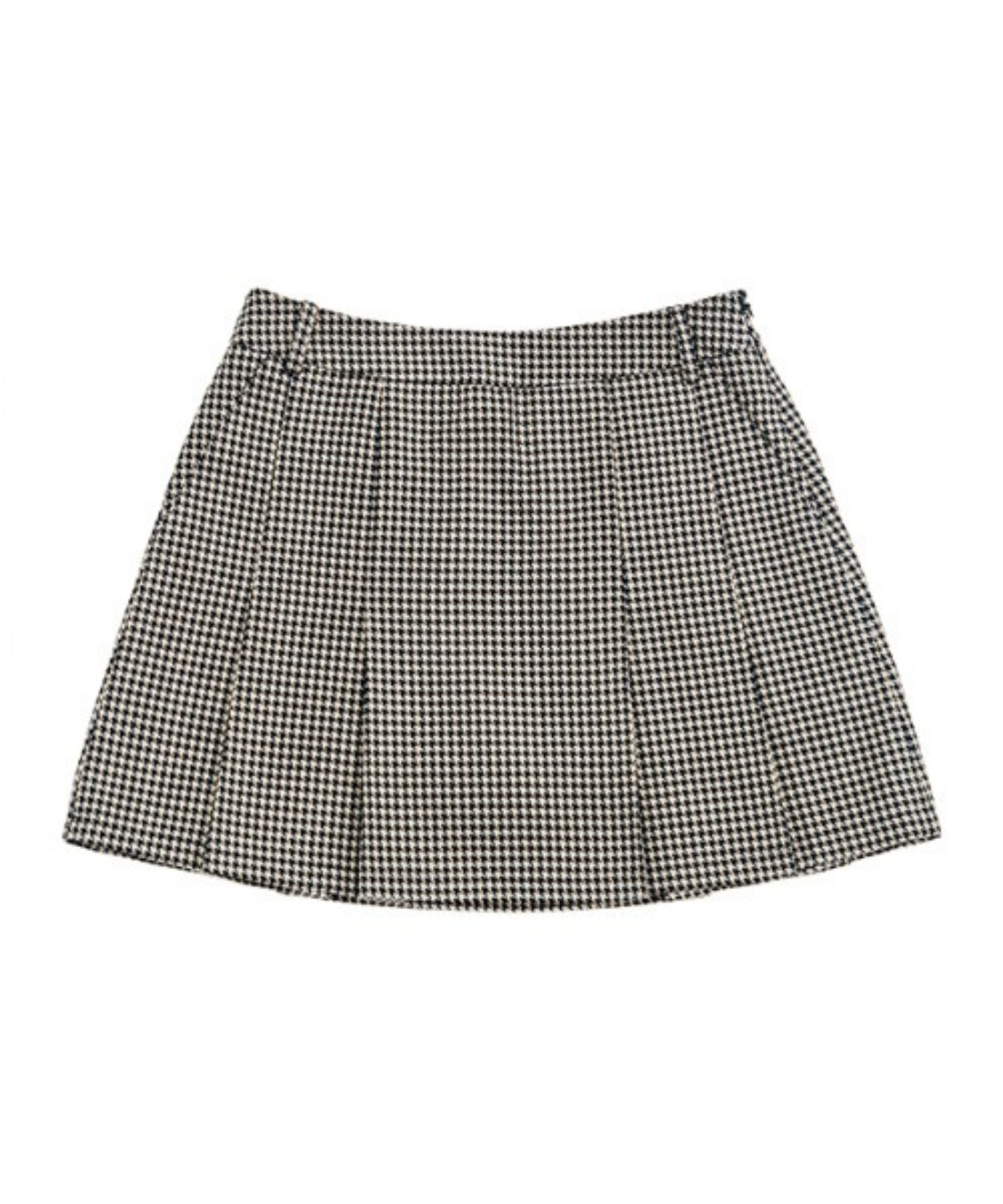 BERMUDA GRASS Houndstooth Pleated Skirt Beige