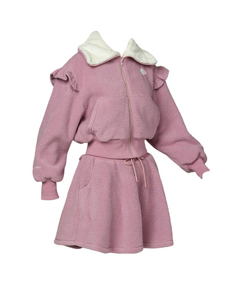 J.Jane Fleece Frill zip-up set - Indian Pink