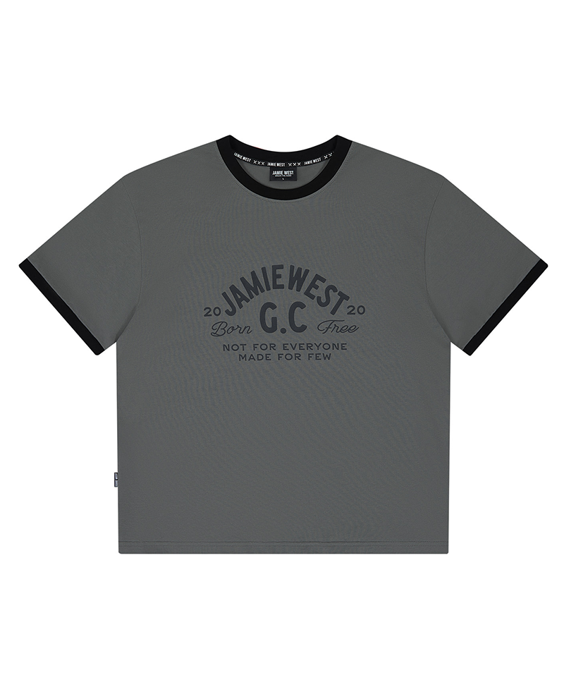 Jamie West Lettering Regular Ringer T-Shirts - Gray