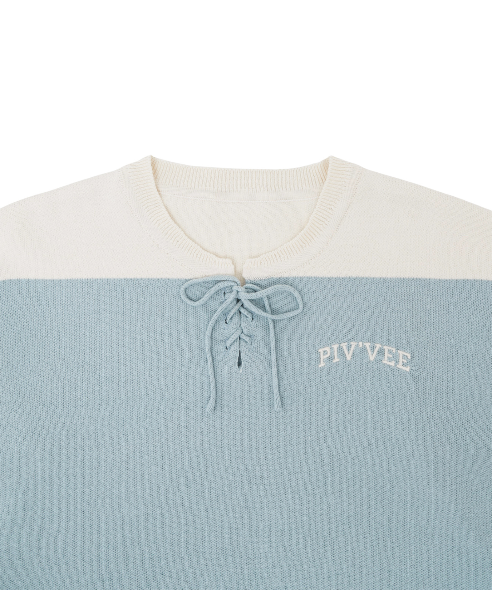 PIV'VEE Lace-up Knit Pullover Mist Blue