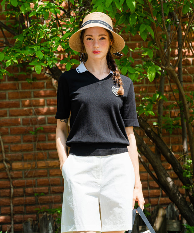 BENECIA 12   Lauren V Short Sleeve - Black