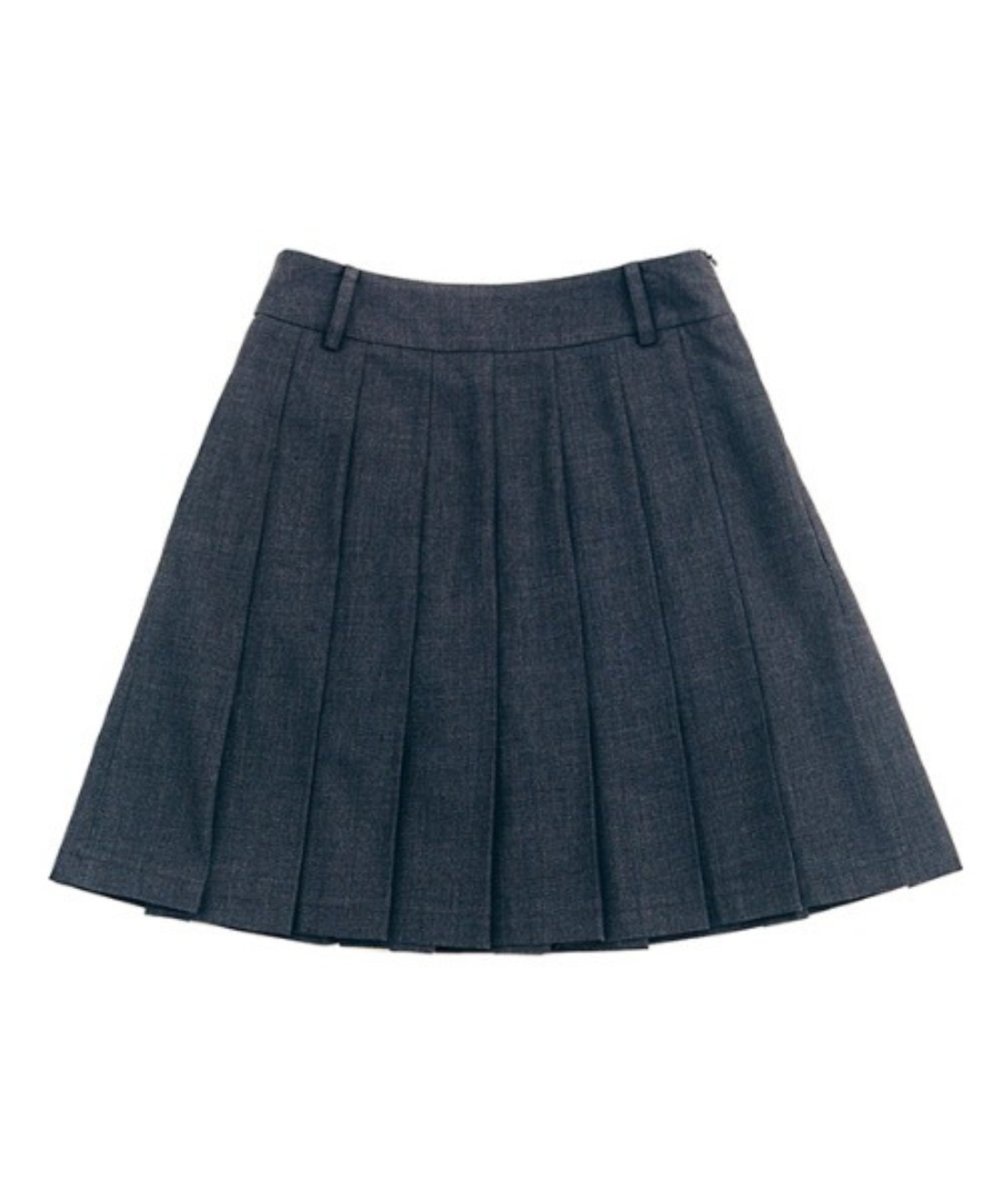 BERMUDA GRASS Logo Band Wool Pleated Skirt Charcoal
