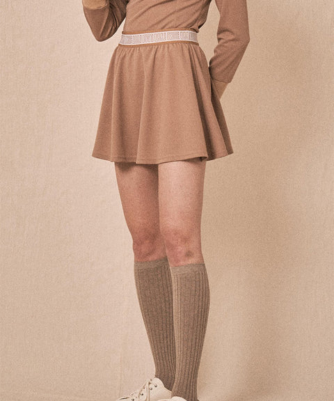 LENUCU Logo Banding Pique Skirt Mini .ver - Beige