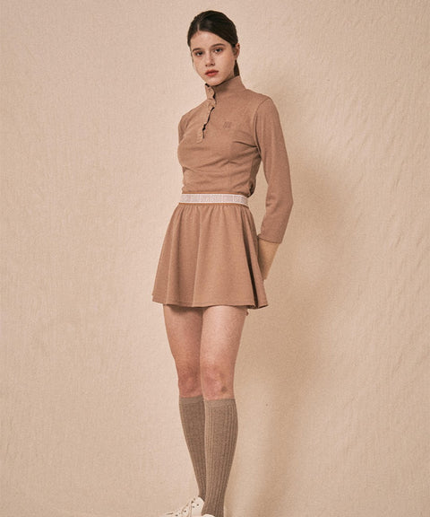 LENUCU Logo Banding Pique Skirt Mini .ver - Beige