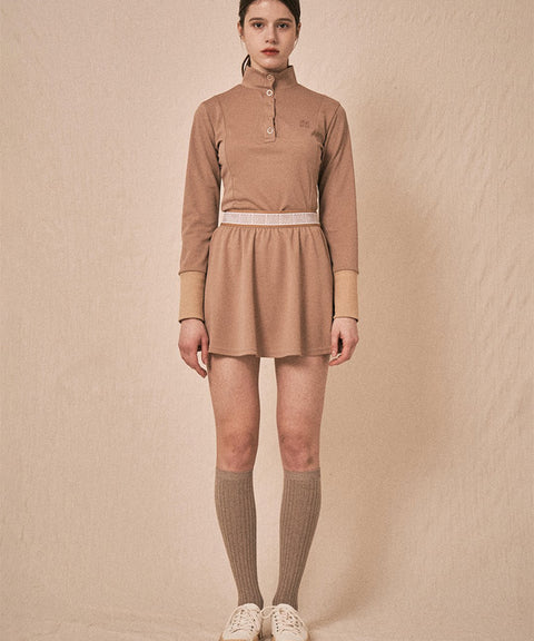 LENUCU Logo Banding Pique Skirt Mini .ver - Beige