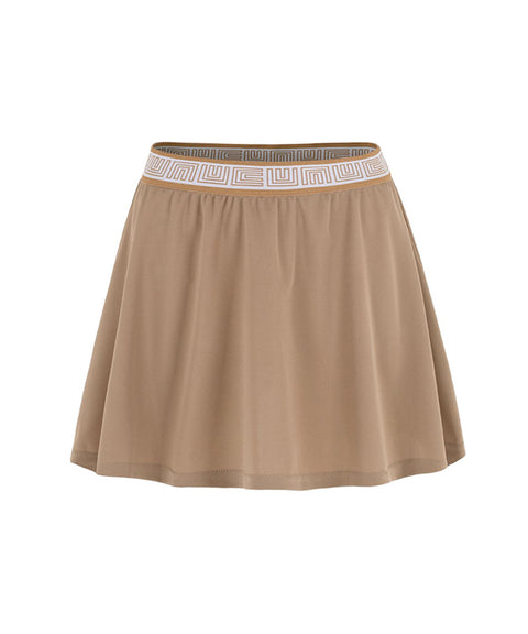 LENUCU Logo Banding Pique Skirt Mini .ver - Beige