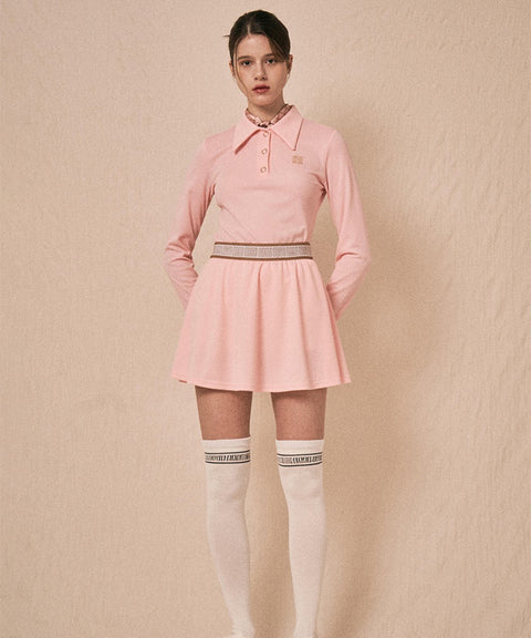 LENUCU Logo Banding Pique Skirt Mini .ver - Pink