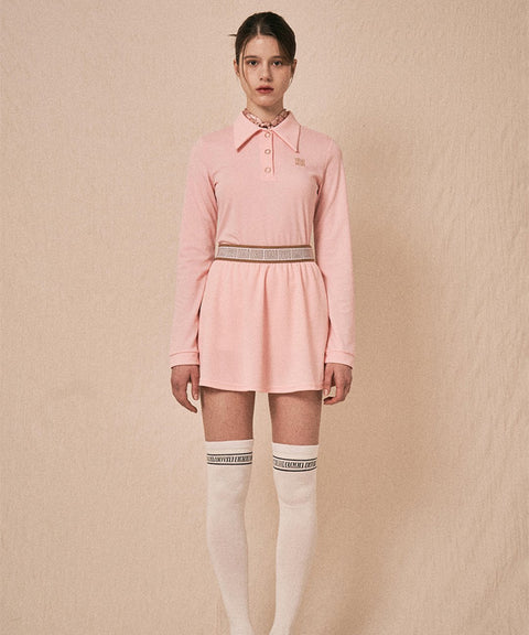 LENUCU Logo Banding Pique Skirt Mini .ver - Pink