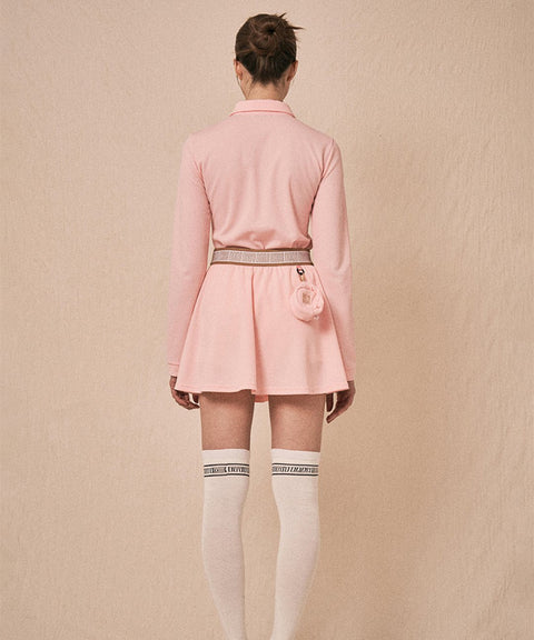 LENUCU Logo Banding Pique Skirt Mini .ver - Pink